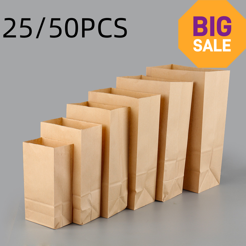 Food Storage In Plants - 25/50 Sacchetti di Carta Kraft Marrone,