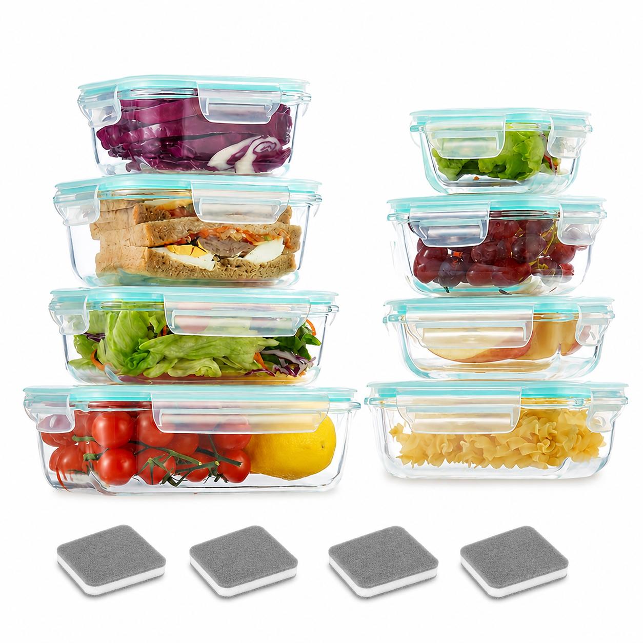 Glass Meal Prep Container - 16 contenitori in vetro sigillati per