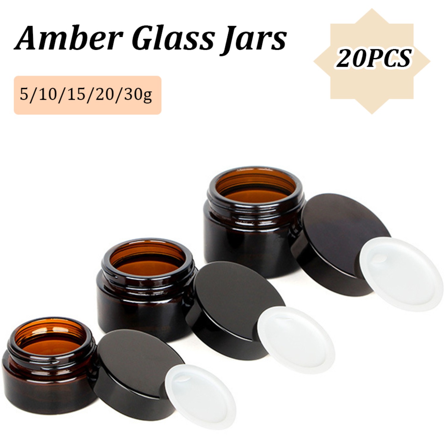 Food Storage Glass Round - Barattoli di vetro ambrato piccoli da